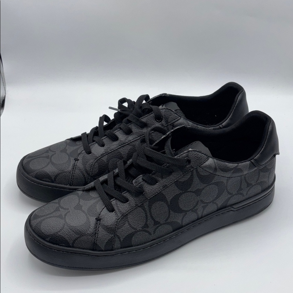 Coach Men’s High Line Signature Logo Black Leather Sneakers Size 12 - Picture 5 of 13